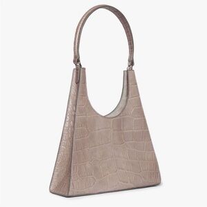 STAUD - Rey Elegant Croc-Embossed french grey Shoulder Bag
